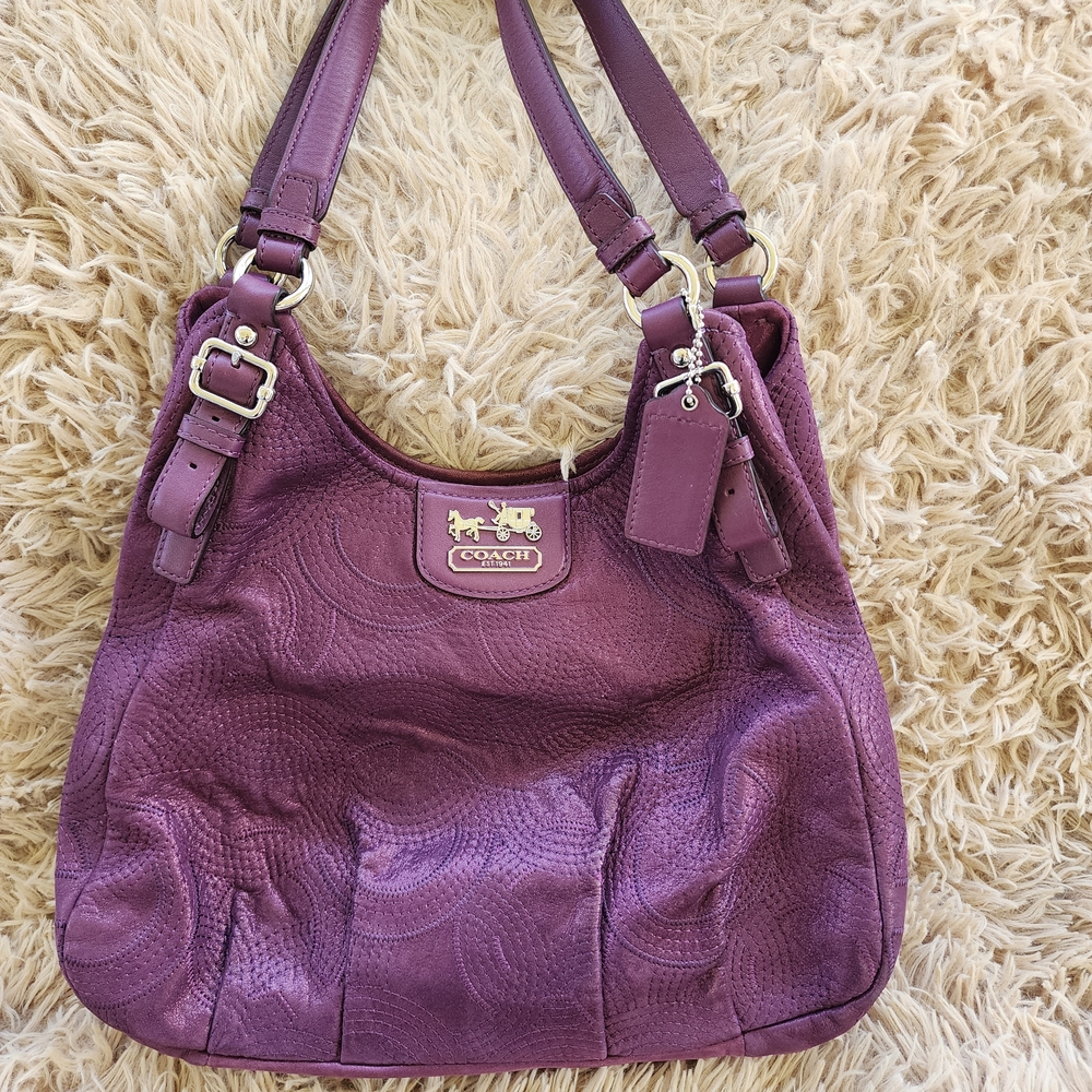 Coach Maggie Shimmer Purple  Shoulder Bag
